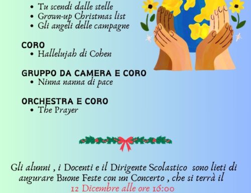 Concerto di Natale Scuola Secondaria di I grado – Corso ad indirizzo musicale a. s. 2023- 24–“Un Natale di pace”-12dicembre2023