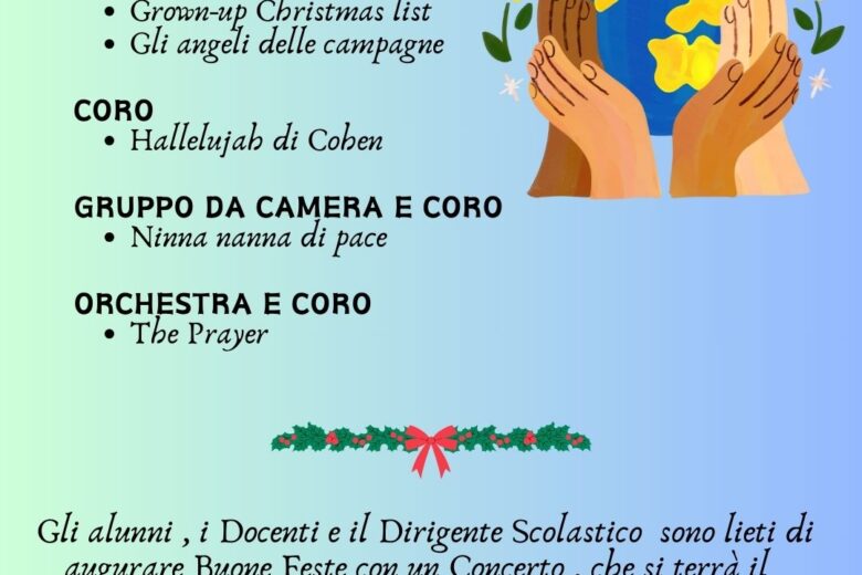 Concerto di Natale Scuola Secondaria di I grado – Corso ad indirizzo musicale a. s. 2023- 24–“Un Natale di pace”-12dicembre2023
